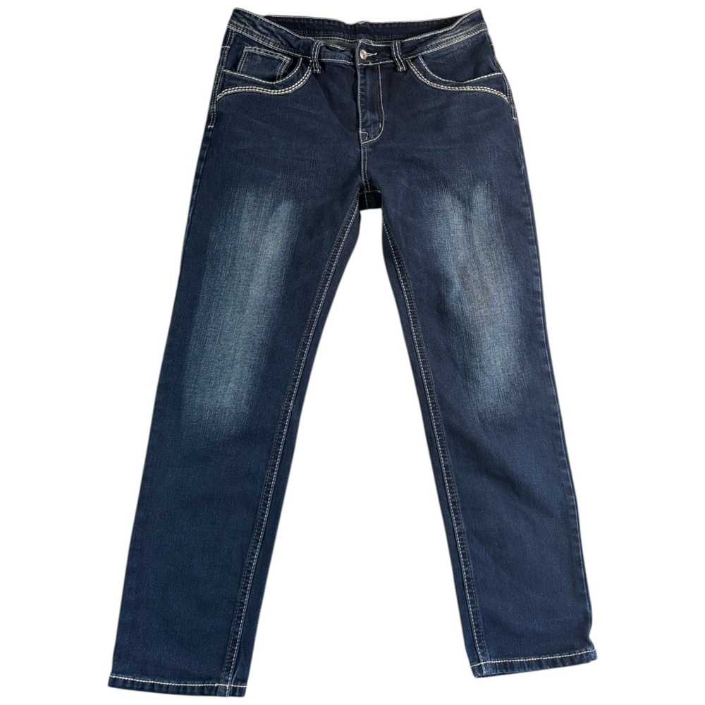 ESV Jeans Mens X Large Blue Denim Cotton Logo Stretch Straight Leg Everyday Wear